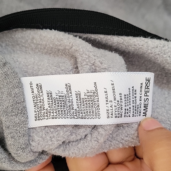 JAMES PERSE FRENCH TERRY FULL ZIP HOODIE HEATHER GREY BLACK Sz 3 - Picture 4 of 4